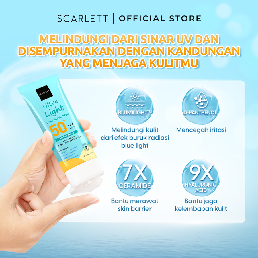 Opto Lingkar Sejahtera Scarlett Whitening Ultra Light Daily Sunscreen Moisturizing SPF 50+ PA++++ 