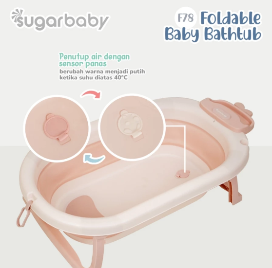 Kindalin Utama Internasional Sugar Baby Foldable & Standing Baby Bathtub with Digital Thermometer F78 (4IN1)