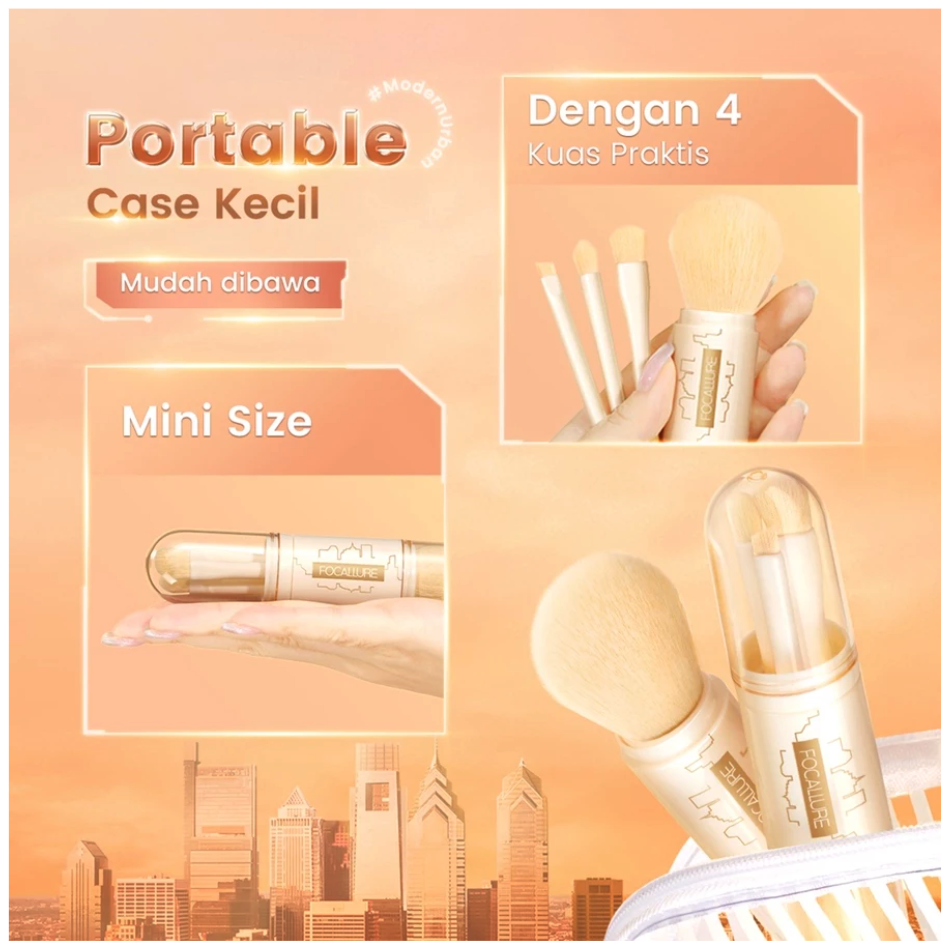 FCL Internasional Indonesia FOCALLURE #ModernUrban 4-in-1 Makeup Brush Set
