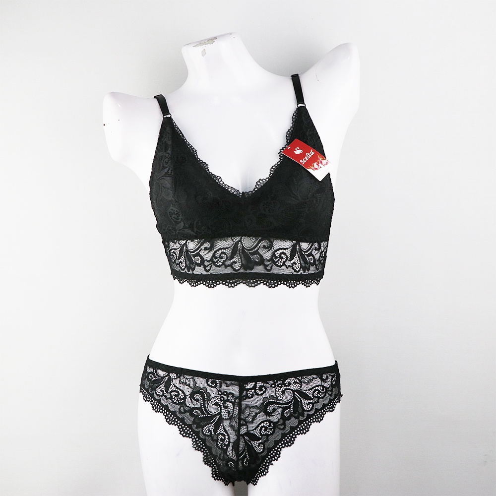 Tangguh Mandiri Sukses Scelta Sexy Bra Set Celana Dalam Bralette Tanpa Kawat BH SC 1798