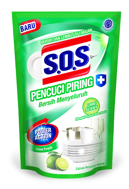 SOS Cairan Pencuci Piring Anti Bacterial – Lime Fresh