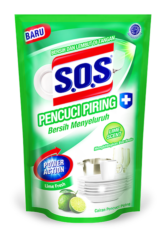 SOS Cairan Pencuci Piring Anti Bacterial – Lime Fresh 1