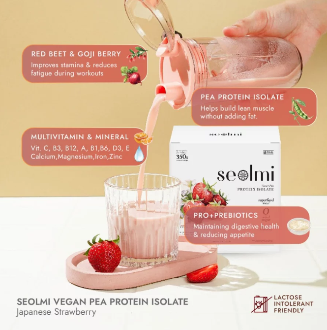 Cantik Natural Abadi Seolmi Vegan Pea Protein Isolate Strawberry
