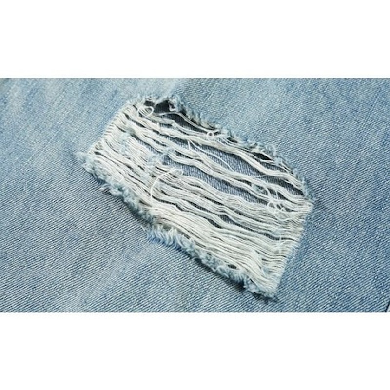 KeyBoy Celana Jeans Pria Sobek Biru Muda 4