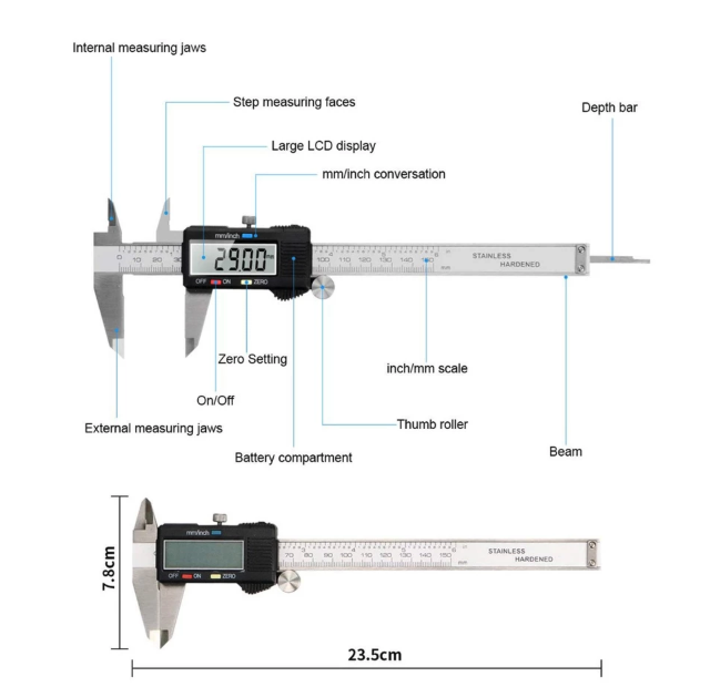 JLD Machinery Co JLD Sigmat Digital Stainless Vernier Caliper