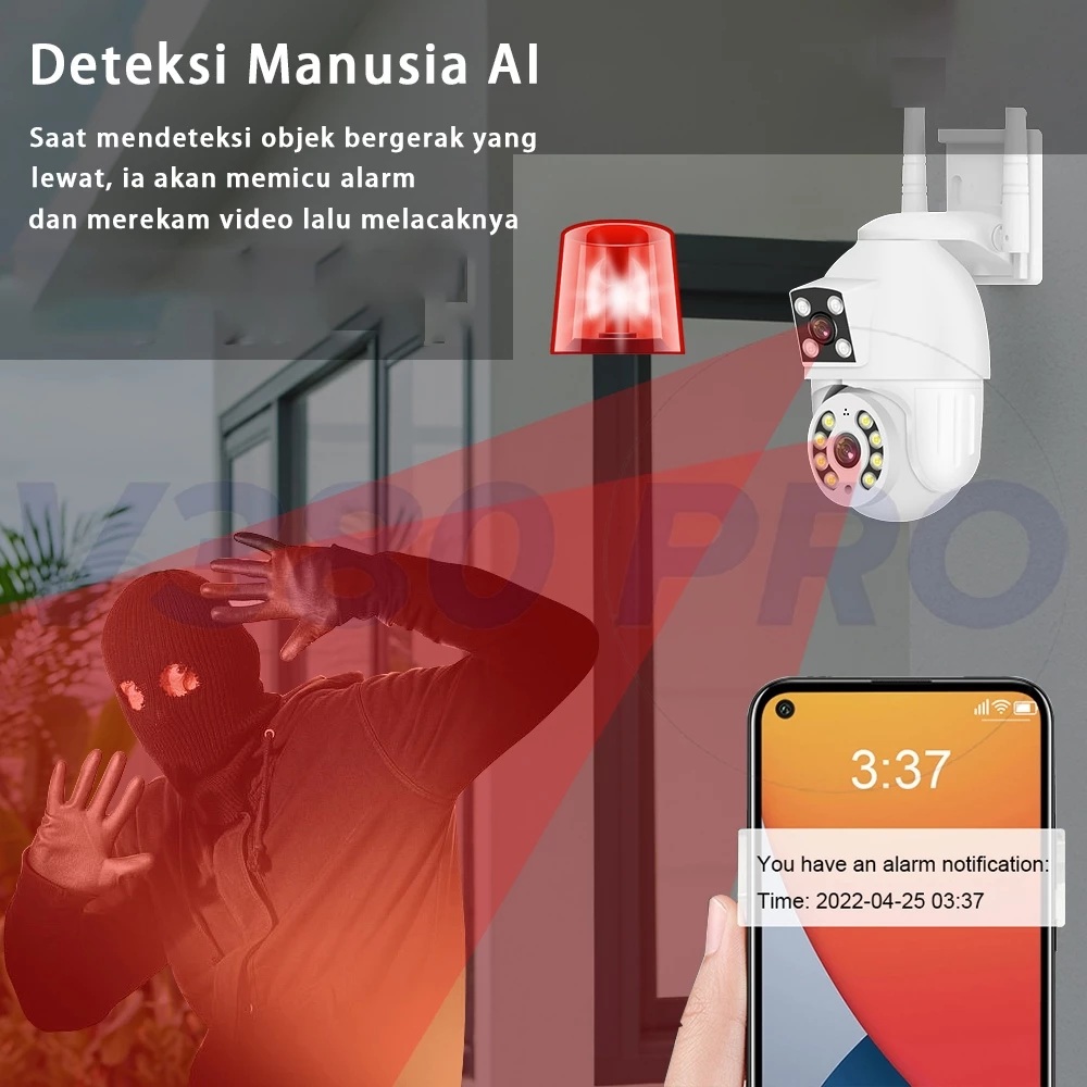 Guangzhou Macro-Video Technology V380 Pro Kamera CCTV 8MP Lensa Ganda