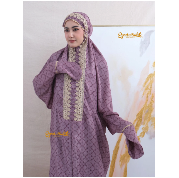  SYADZILAH Mukena Terusan Dewasa Mewah Santorini Silk Aleya Series