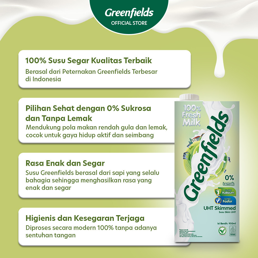 Greenfields UHT Skimmed 950 ml 