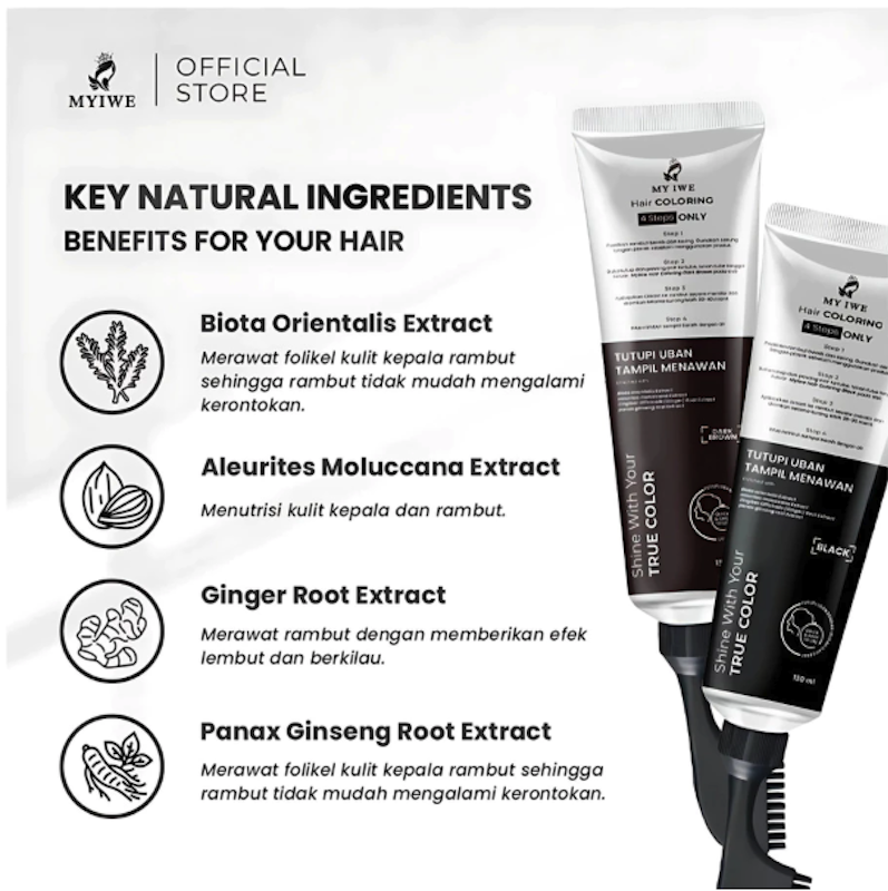 MYIWE Hair Coloring Tube Dark Brown 3