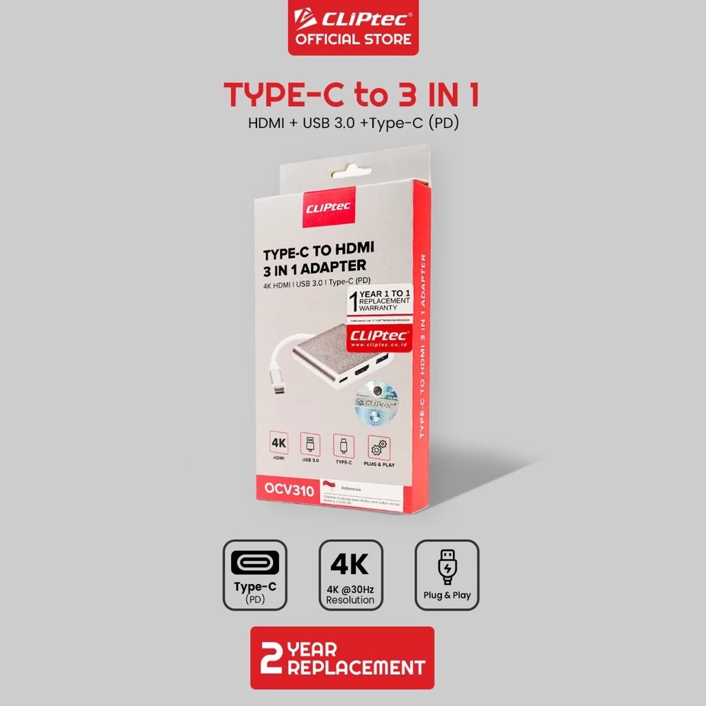 Cliptec Type-C to HDMI 3 in 1 Adapter 5