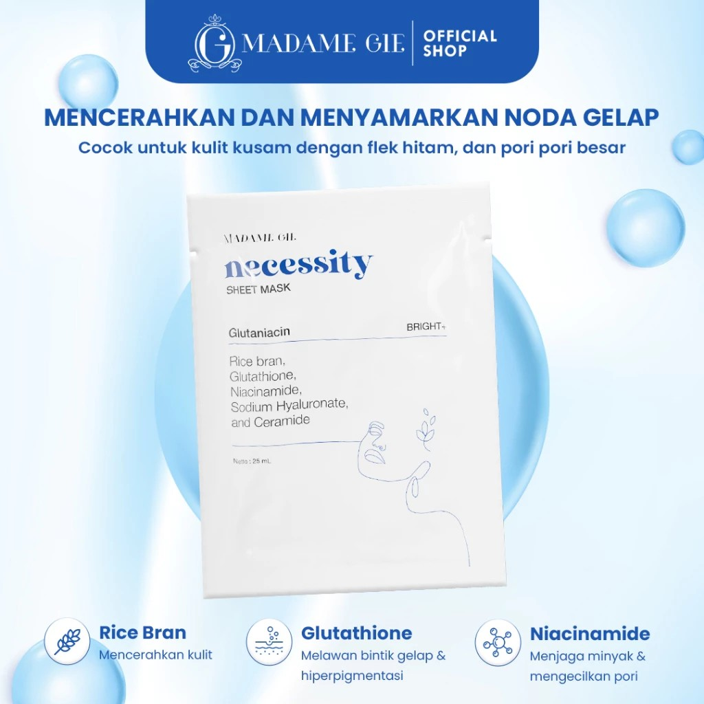 Tjhindatama Mulia Madame Gie Necessity Sheet Mask Glutaniacin Bright+