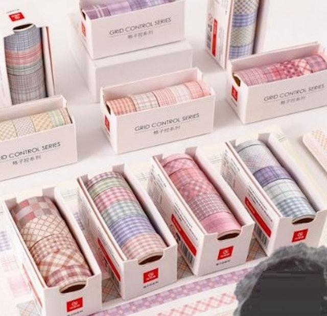 Grid Control Washi Tape Set 6 pcs Gingham Pattern