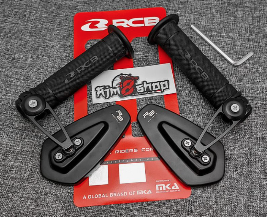 Paket Handgrip Sarung Gas HG55  + Spion Jalu Oval Bar End