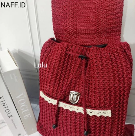  NAFF.ID Lulu Tas Ransel Korea Renda Rajut