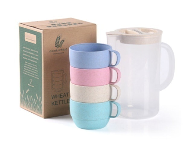 5-pc Ketel dengan Set Cangkir Jerami Gandum