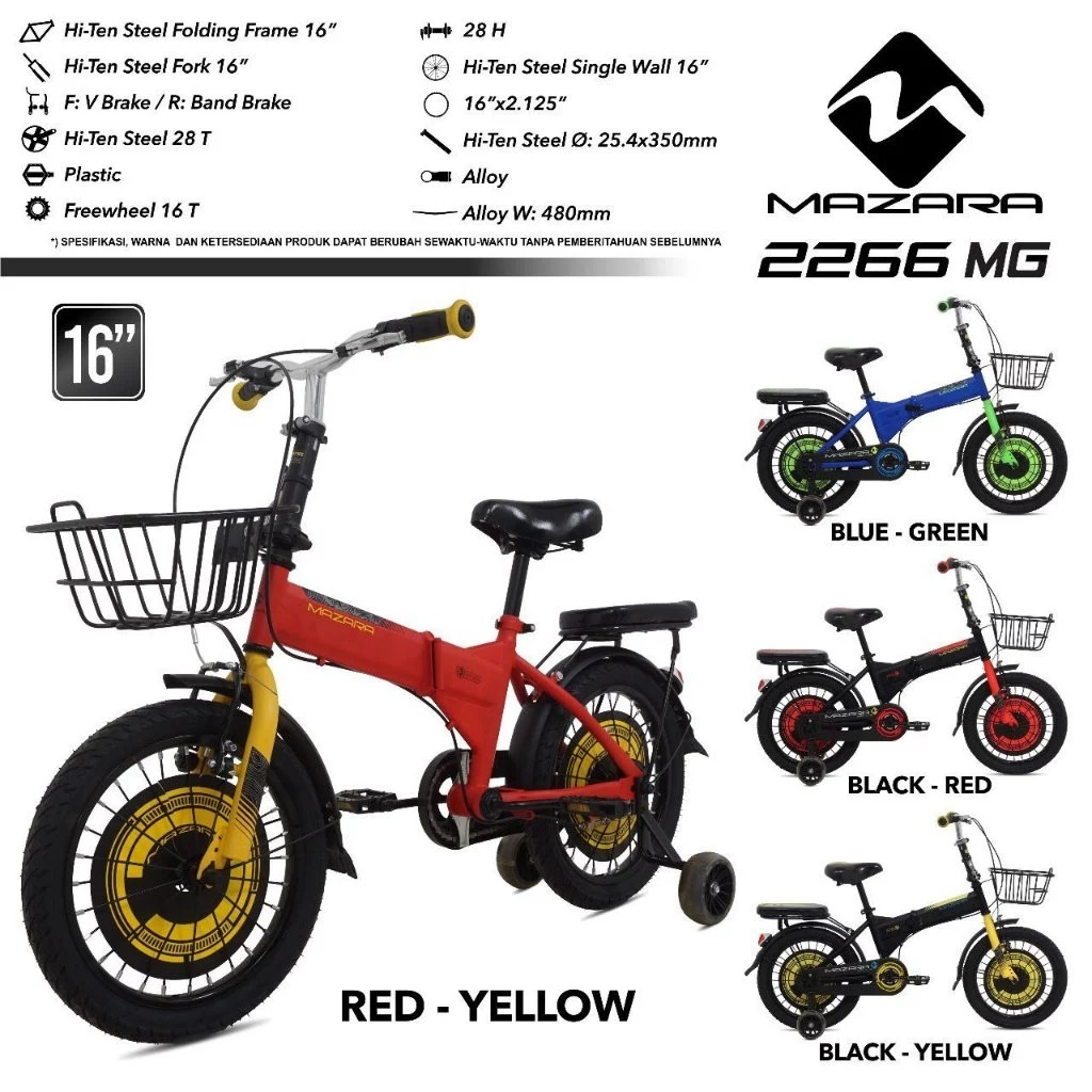 Roda Pasifik Mandiri Mazara Sepeda Lipat Anak 16" MZ-2266 MG