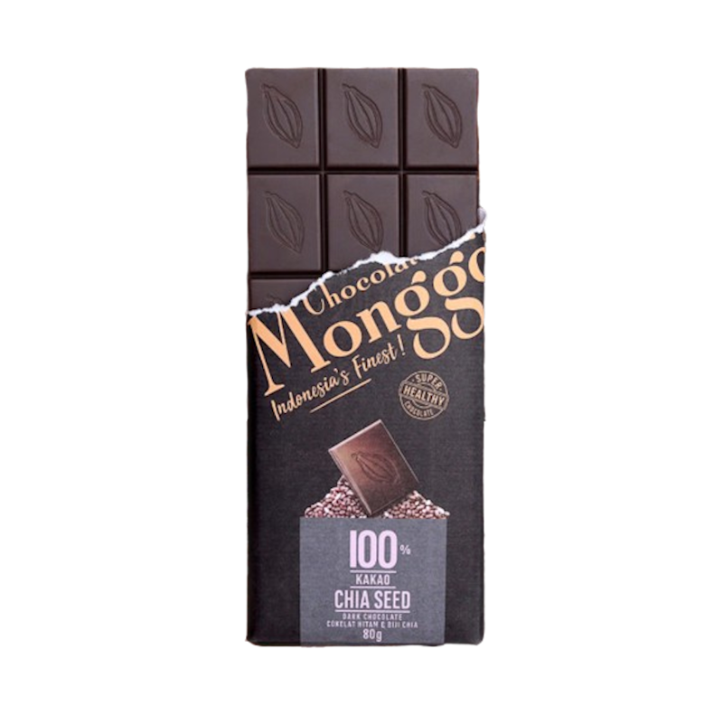 Chocolate Monggo 100% Cocoa Dark Chocolate Chia Seed 1