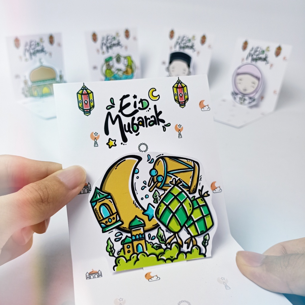Kartu Ucapan Lebaran Minimalis Doodle Eid Mubarak Pop Up 5