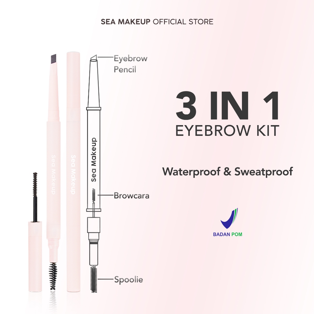 Sea Beauty Indonesia Sea Makeup Browshow Eyebrow Trio Kit 