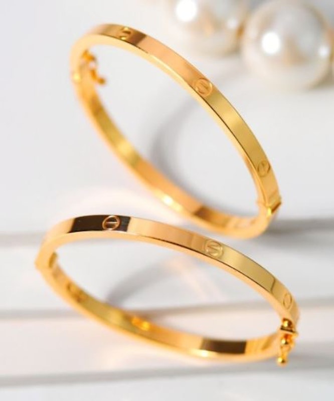 Gelang Emas Anak Bulat Pipih 4