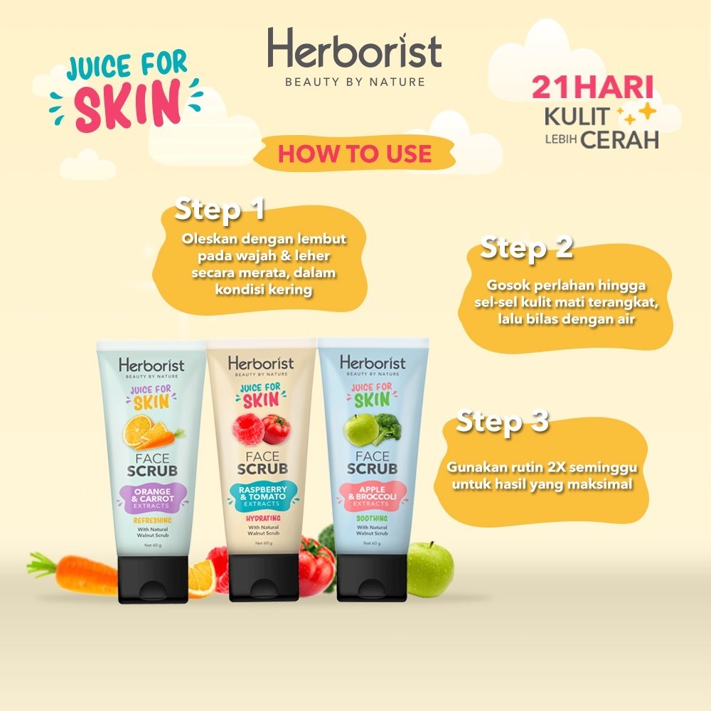 Victoria Care Indonesia Herborist Juice For Skin Face Scrub Apple & Broccoli Extract