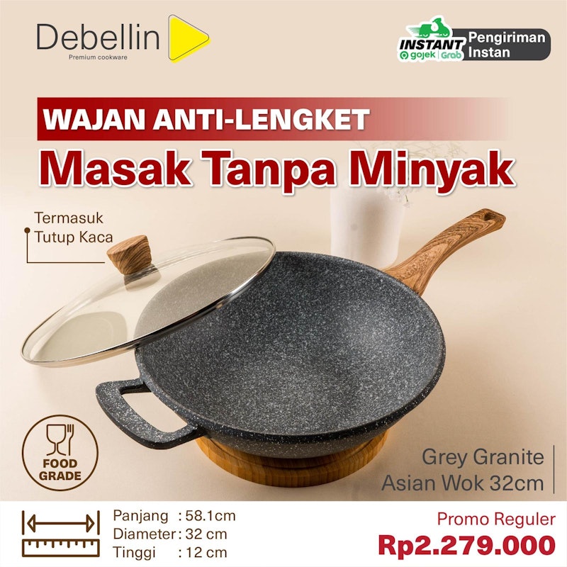 Debellin Grey Granite Asian Wok Pan 32 cm 4