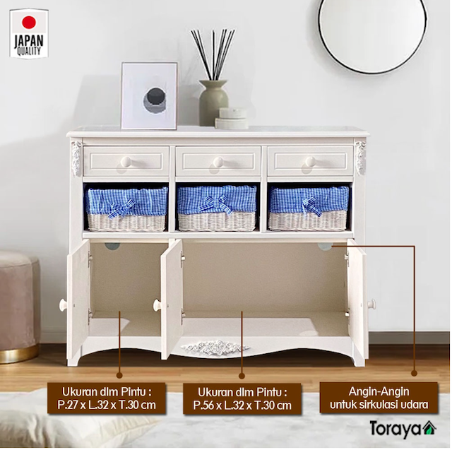 Toraya Lemari Rotan Laci Baju Bayi Rak Minimalis   RS-3D WH