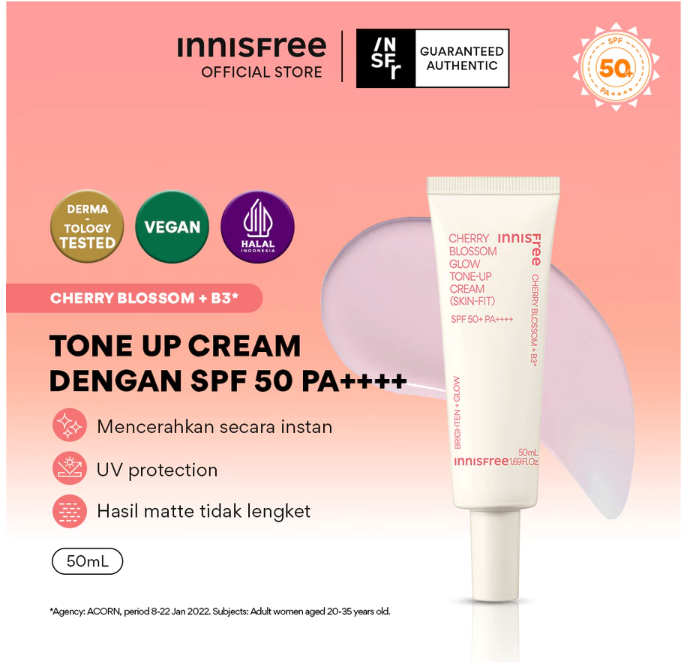AmorePacific Innisfree Cherry Blossom Glow Tone-up Cream Skin-Fit SPF 50+ PA++++