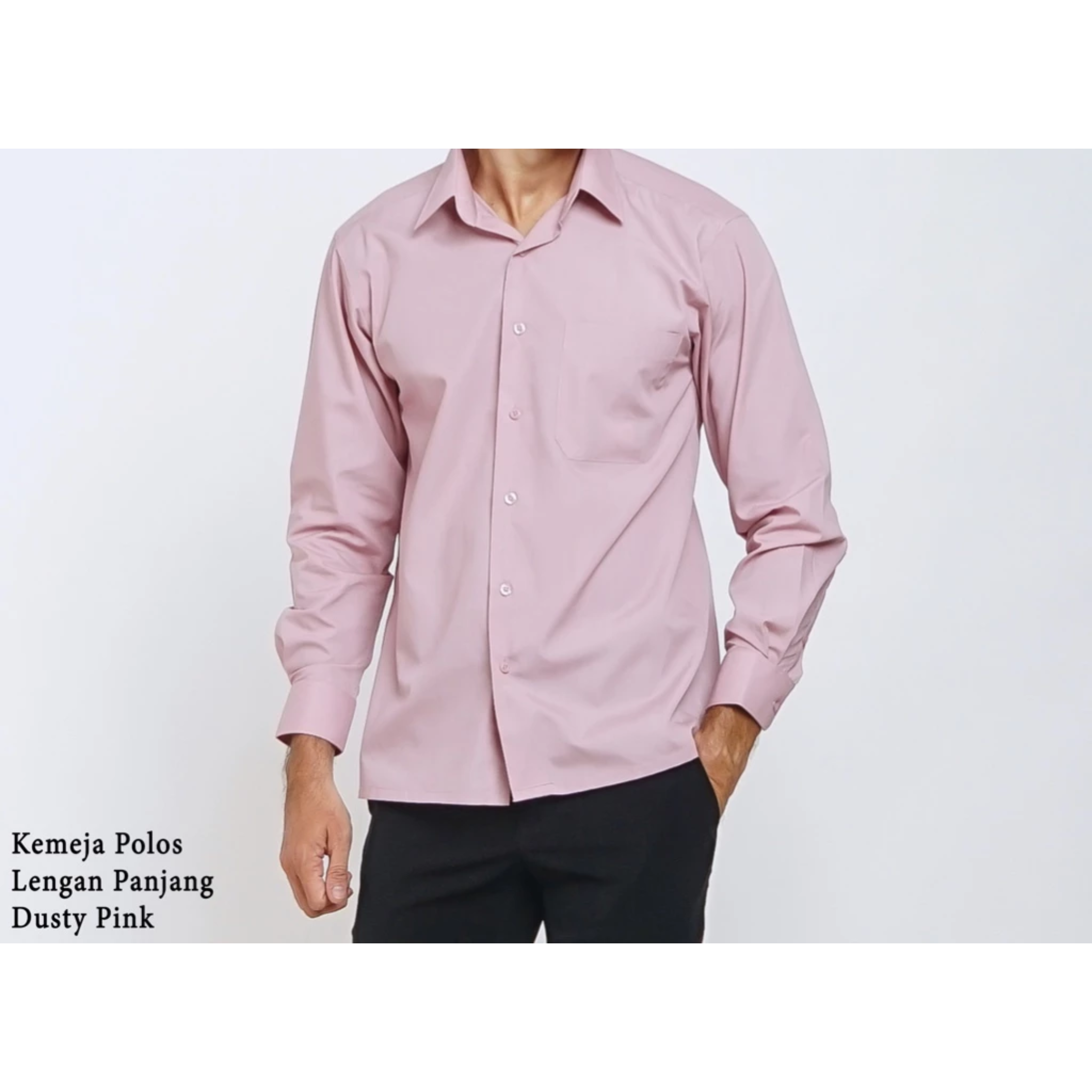  BOSS Kemeja Polos Pria Lengan Panjang Regular Fit Dusty Pink