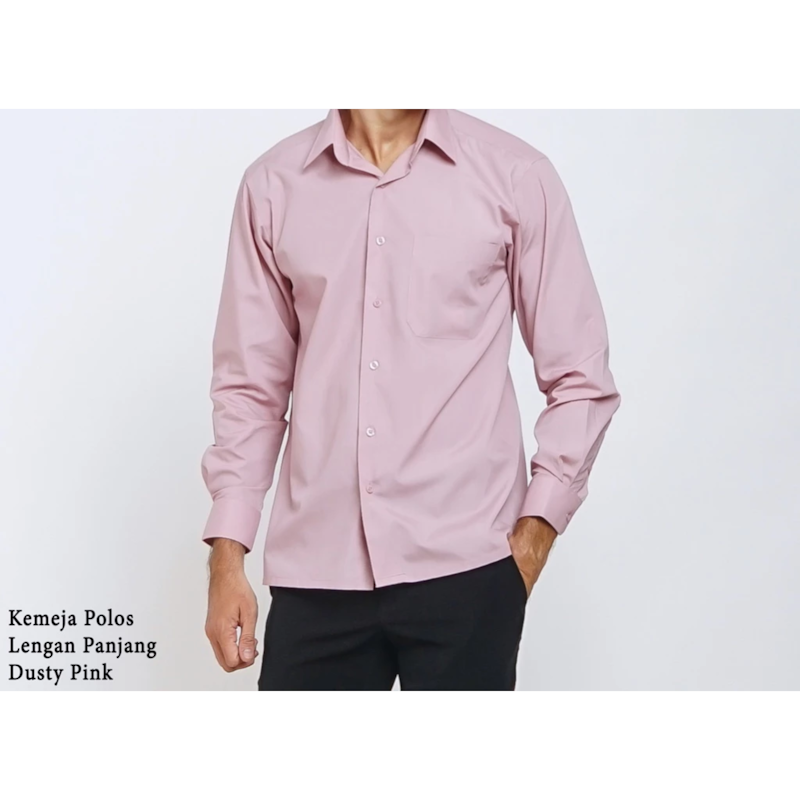 BOSS Kemeja Polos Pria Lengan Panjang Regular Fit Dusty Pink 2