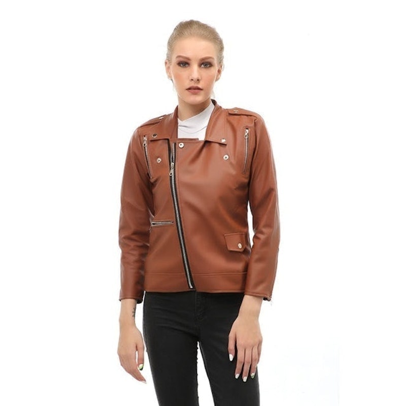 Glenice Jaket Kulit Casual Wanita