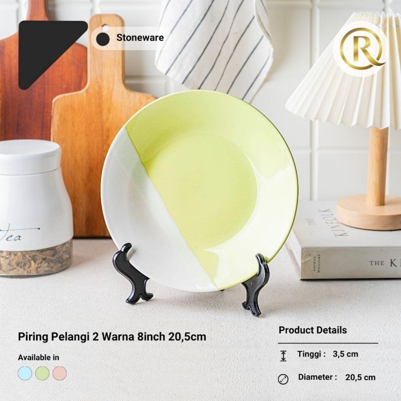 Piring Pelangi 2 Warna Stoneware Keramik 8 Inch 2
