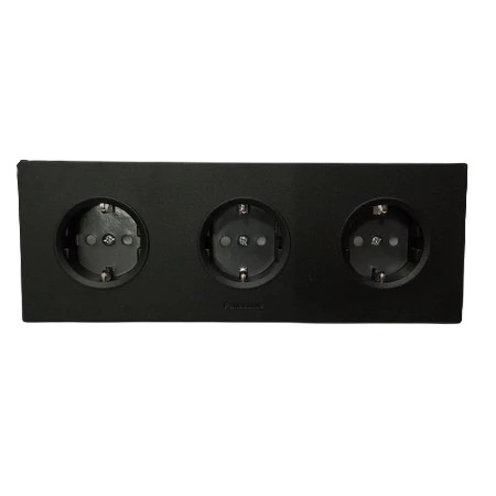 Panasonic Gobel Indonesia Panasonic Stopkontak Triple Black Style E  WESJP 11233B