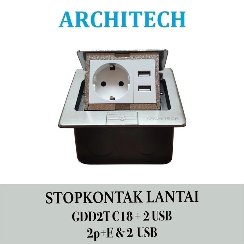 ARCHITECH Stop Kontak Lantai + 2 USB 2