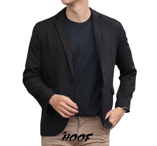HOOF Blazer Pria Hitam Semi Wool