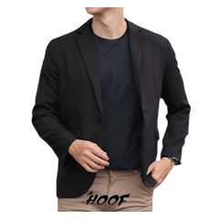 HOOF Blazer Pria Hitam Semi Wool
