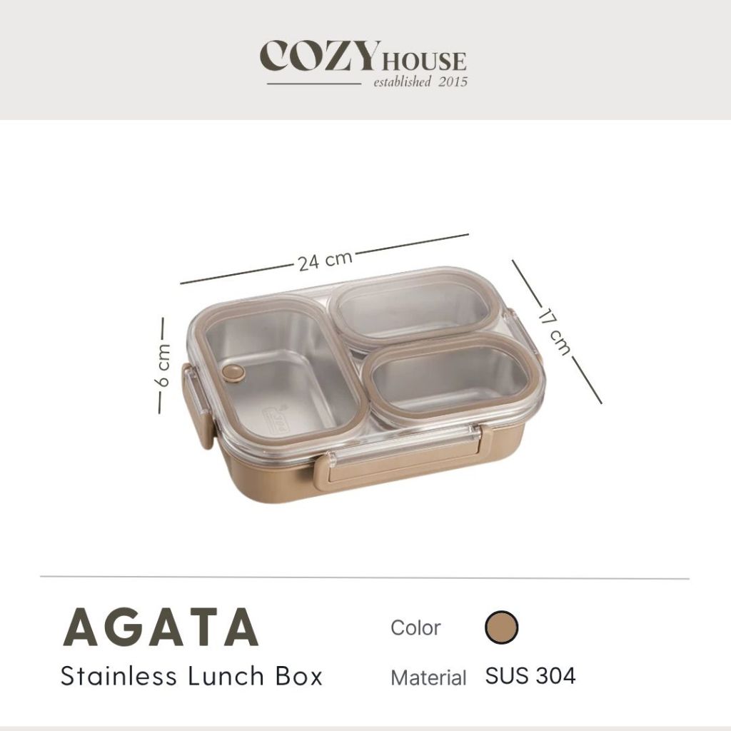  AGATA Stainless Lunch Box 3 Sekat