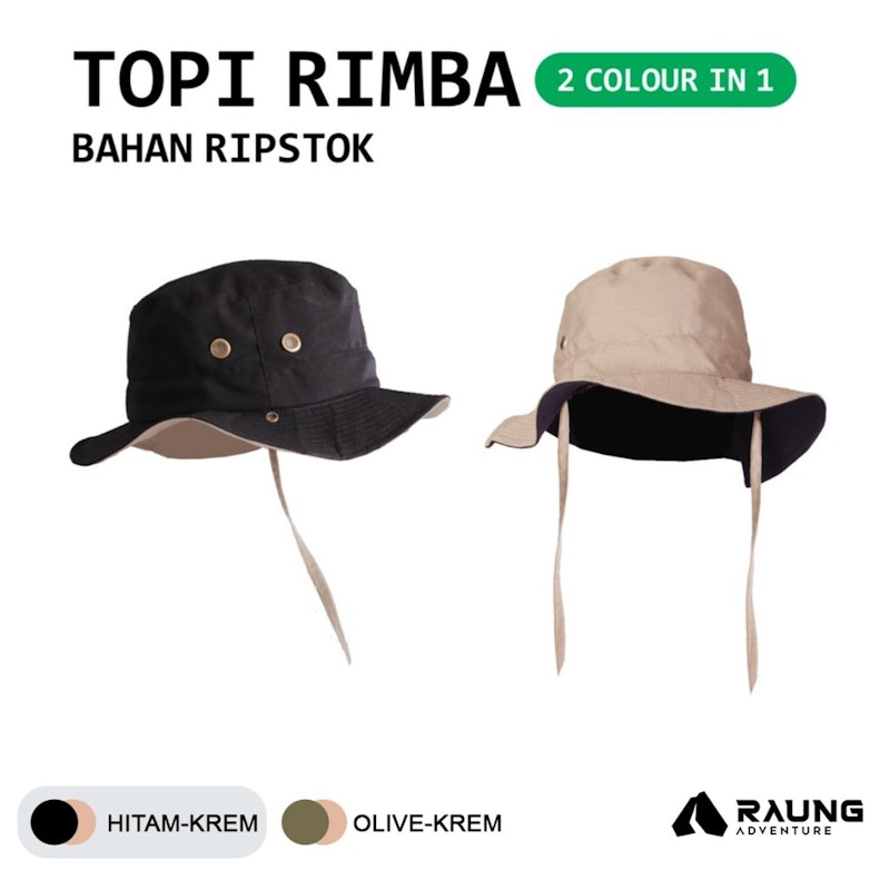 Raung Adventure Topi Rimba Hitam-Krem 2