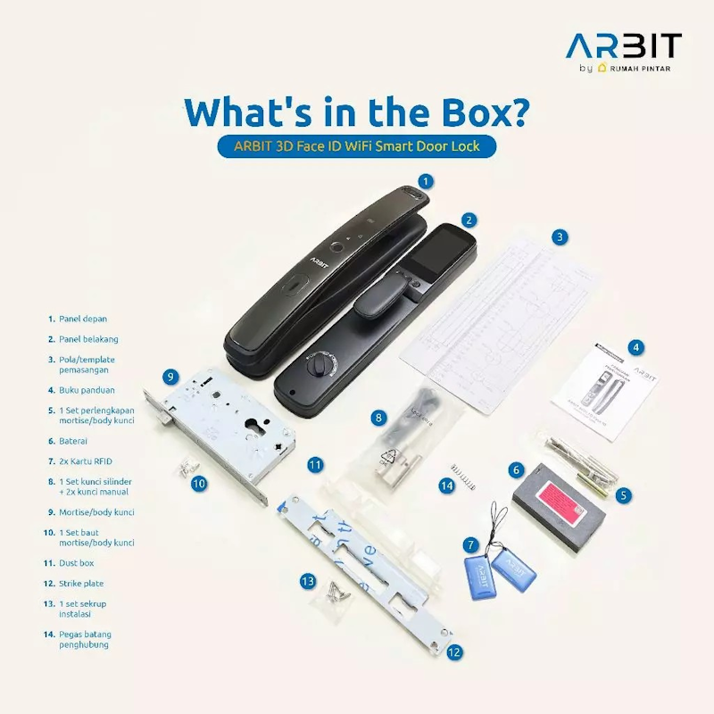 Arbit WiFi 3D Face ID Smart Home Door Lock 5