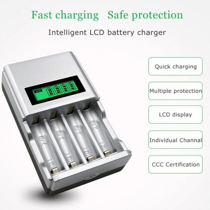 Taffware Charger Baterai 4 Slot LCD Display 4