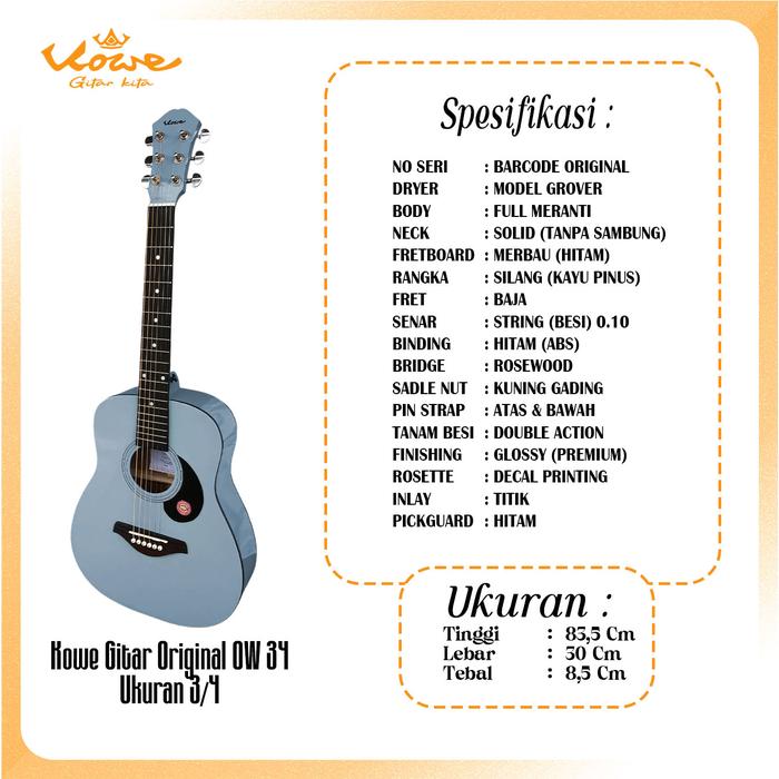 Kowe Gitar 3/4 Akustik Elektrik Equalizer 7545R 2