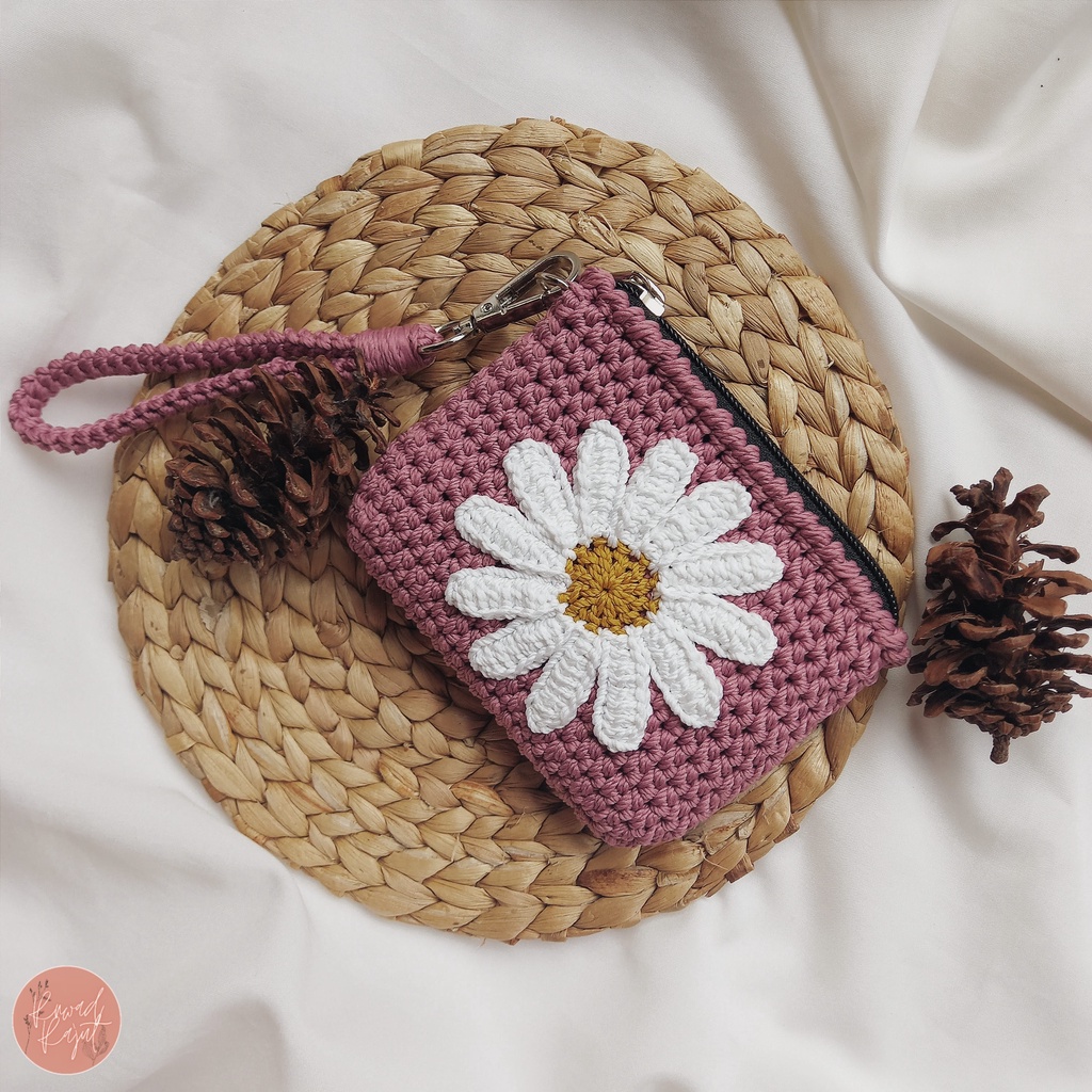 Rnwad Rajut Rnwad Rajut Daisy Crochet Coin Purse