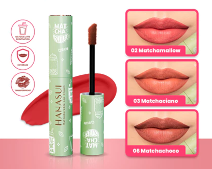 Eka Jaya Internasional Hanasui Mattedorable Lip Cream Matcha Latte Edition 02 Matchamallow
