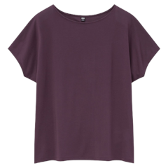 WOMEN T-Shirt Drape Crew Neck Lengan Pendek