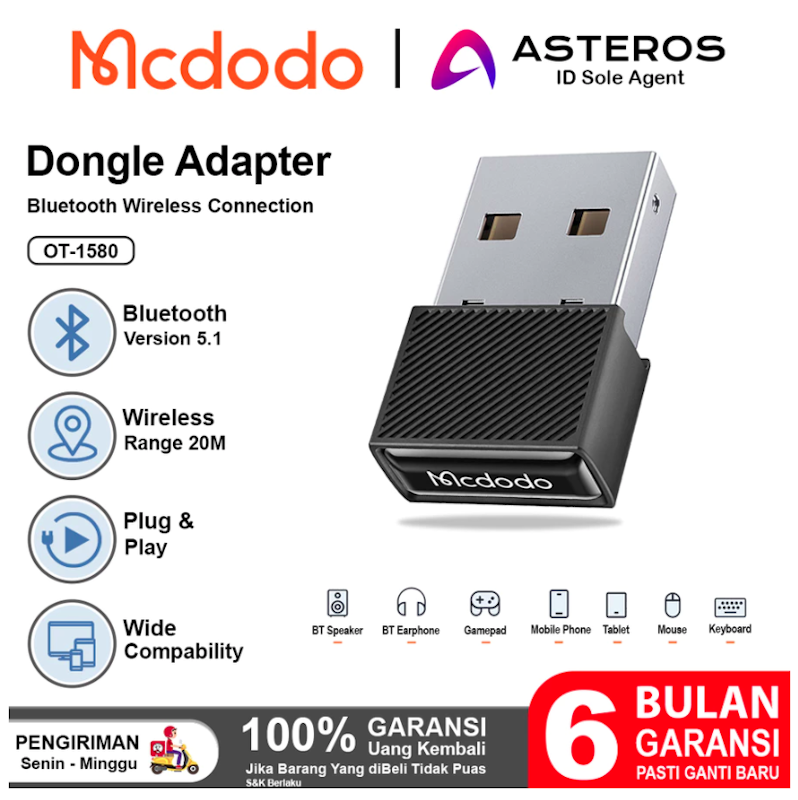 MCDODO USB Bluetooth Dongle 5.1 2