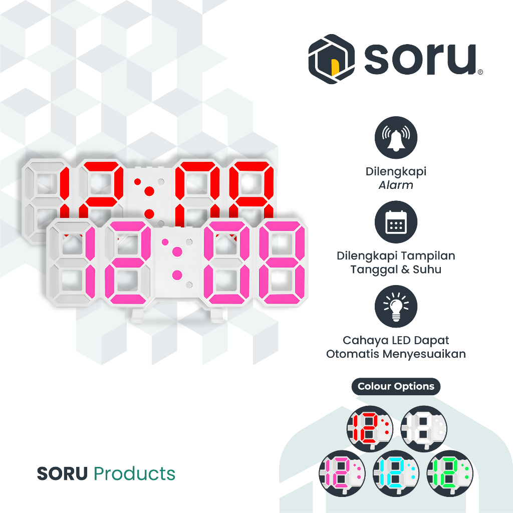 SORU SORU Jam Meja Dinding Digital LED Clock  8018