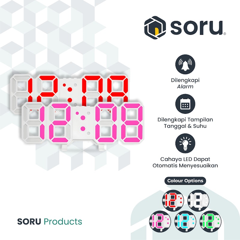 SORU Jam Meja Dinding Digital LED Clock 5