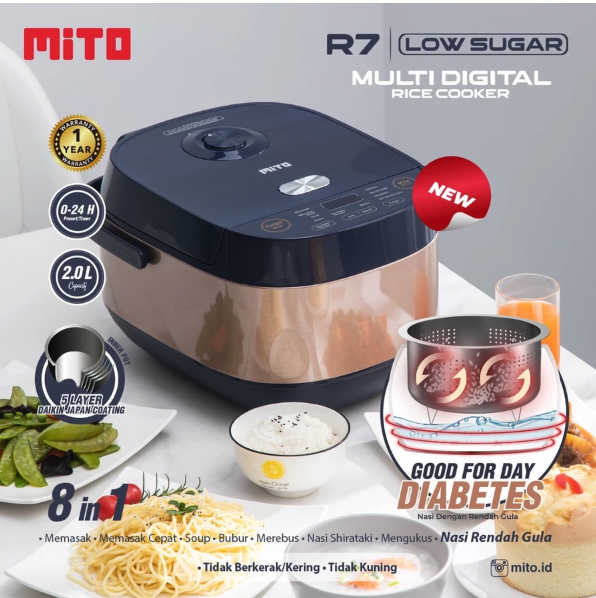 Mahakarya Sukses Indonesia Mito Mutidigital Rice Cooker Low Sugar R7 