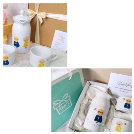 Hens Flower Gift Teko Cangkir Set