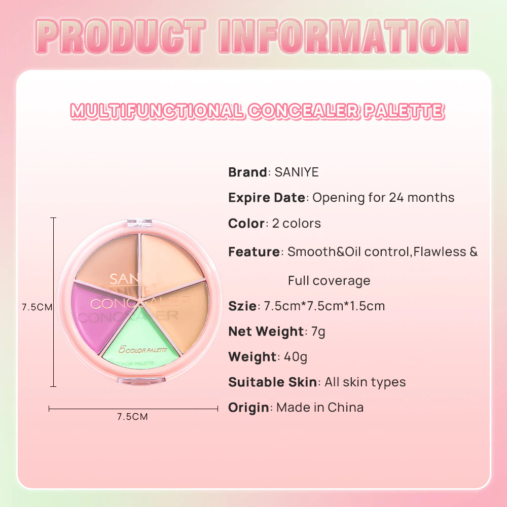 Beauty Source Indonesia SANIYE Concealer 5 Color Palette #101 R1179